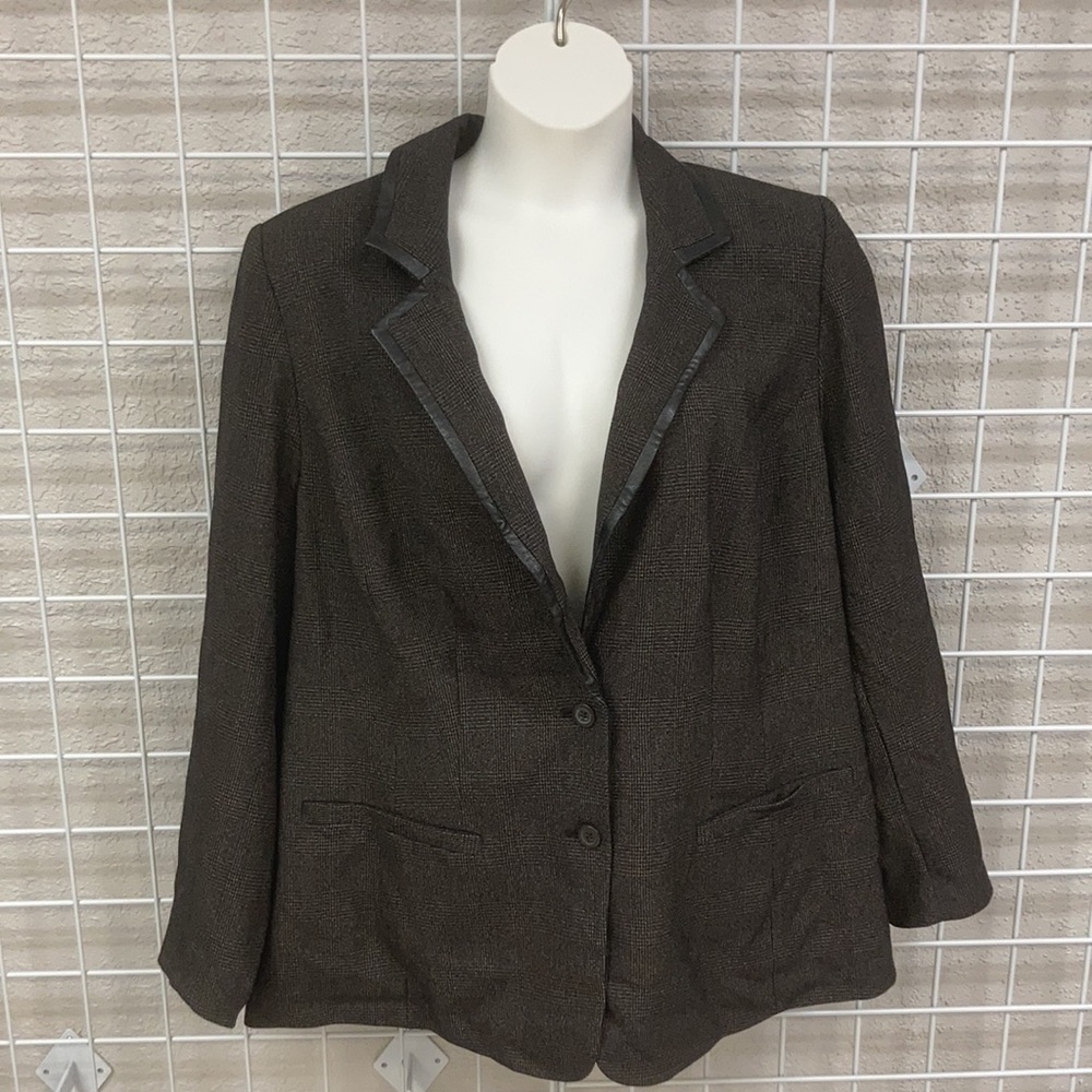 NWT Lane Bryant Brown Black Tweed Blazer Size 28